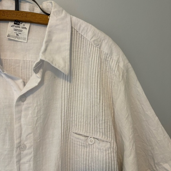 Mr. Buho White Linen Blend Short Sleeve Shirt XL Made in Mexico - Picture 4 of 9